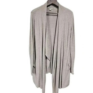 Barefoot dreams tan super soft open front waterfall sweater l/xl